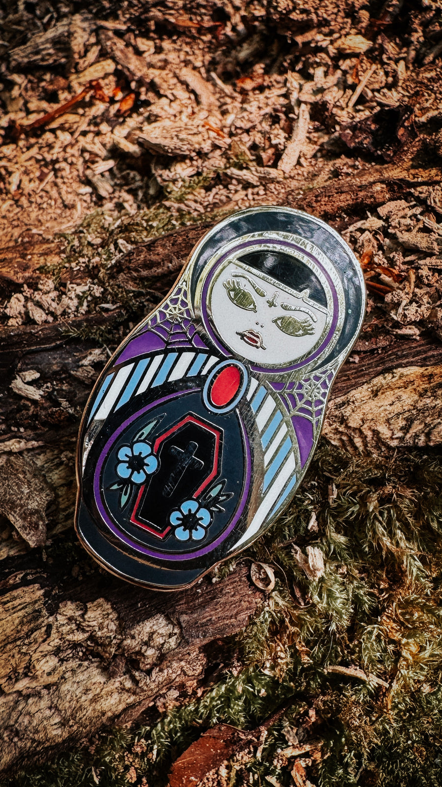 Sorta Spooky | Vampire Cute & Creepy Russian Doll Hard Enamel Pin