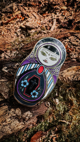 Sorta Spooky | Vampire Cute & Creepy Russian Doll Hard Enamel Pin