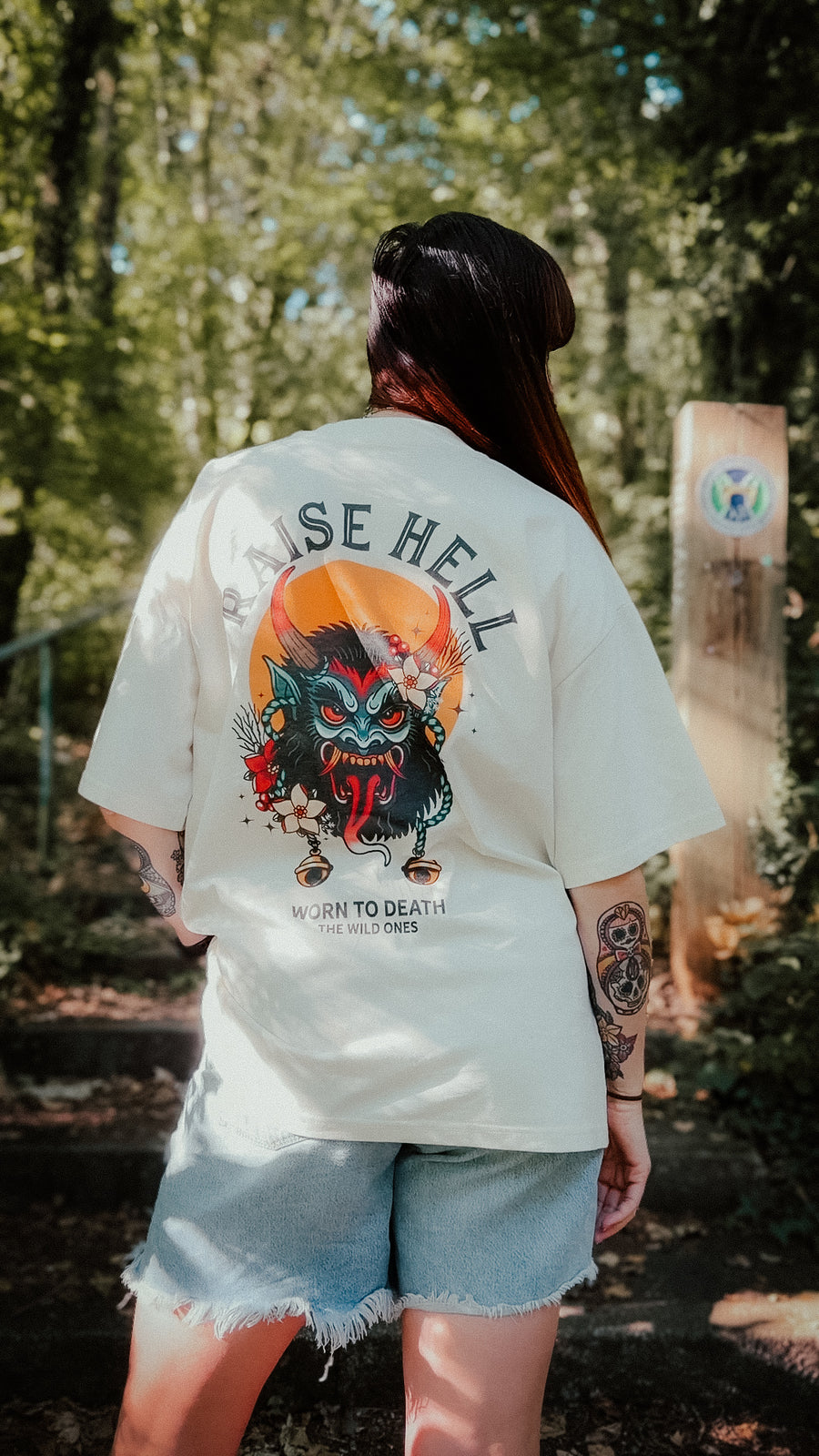 Raise Hell Krampus Organic Oversized T-Shirt – Cream