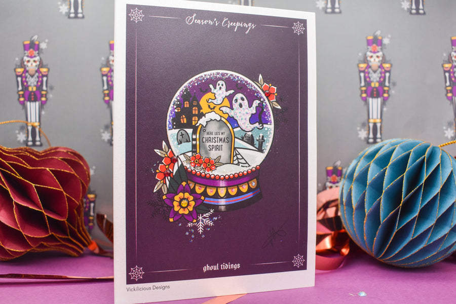 Season's Creepings - Ghoul Tidings Handmade Christmas Card