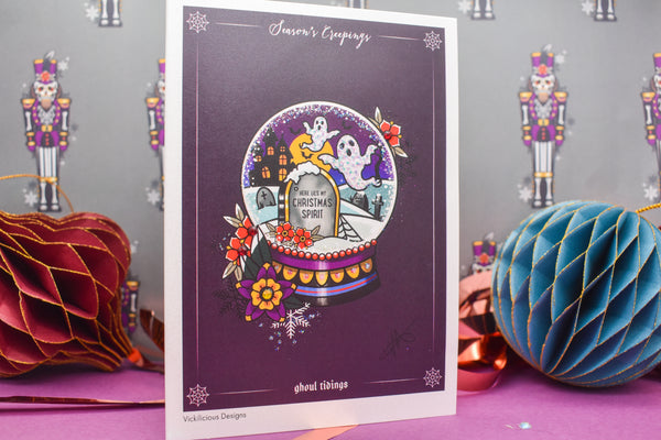 Season's Creepings - Ghoul Tidings Handmade Christmas Card