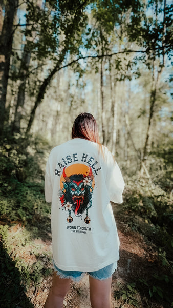 Raise Hell Krampus Organic Oversized T-Shirt – Cream