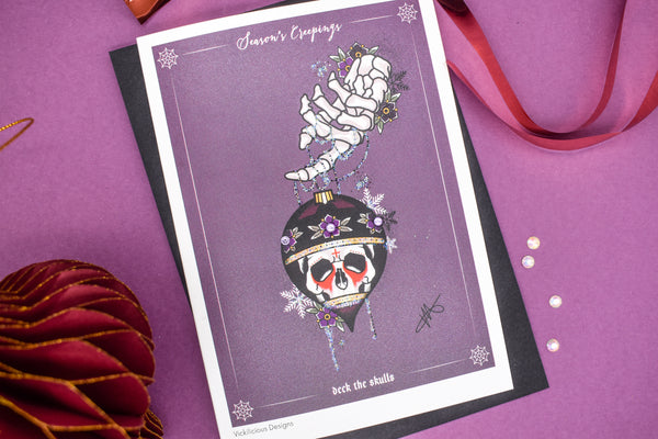 Seasons Creepings | Deck The Skulls Handmade Christmas Card