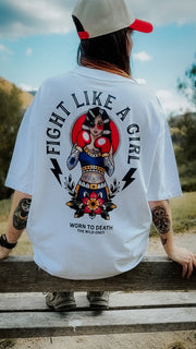 Fight Like a Girl Organic Oversized T-Shirt – White