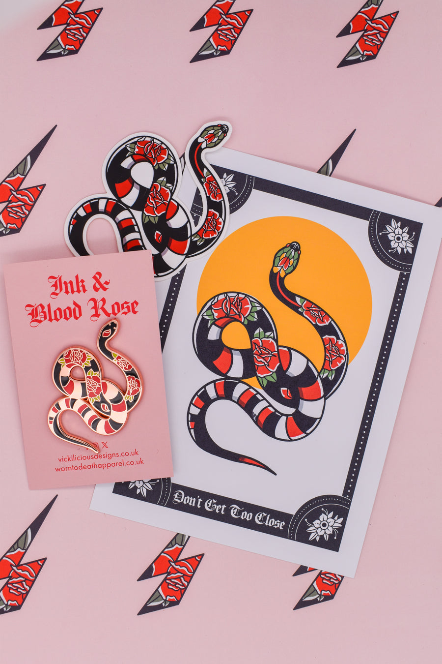 Don’t Get too Close | Snake Tattoo | Ink & Blood Rose Collectors Set