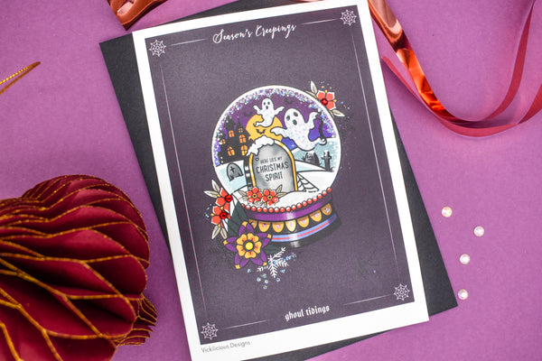 Season's Creepings - Ghoul Tidings Handmade Christmas Card