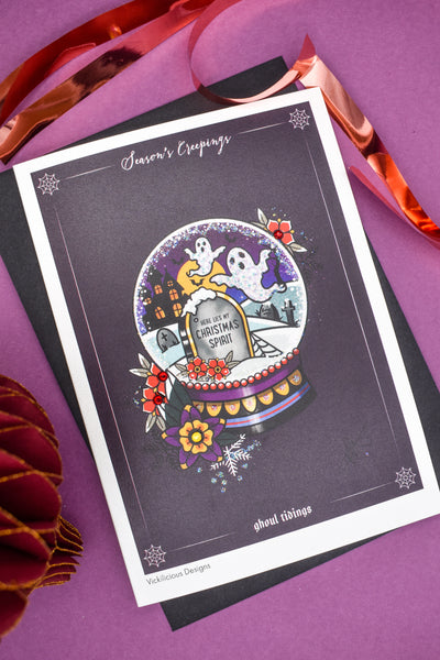 Season's Creepings - Ghoul Tidings Handmade Christmas Card