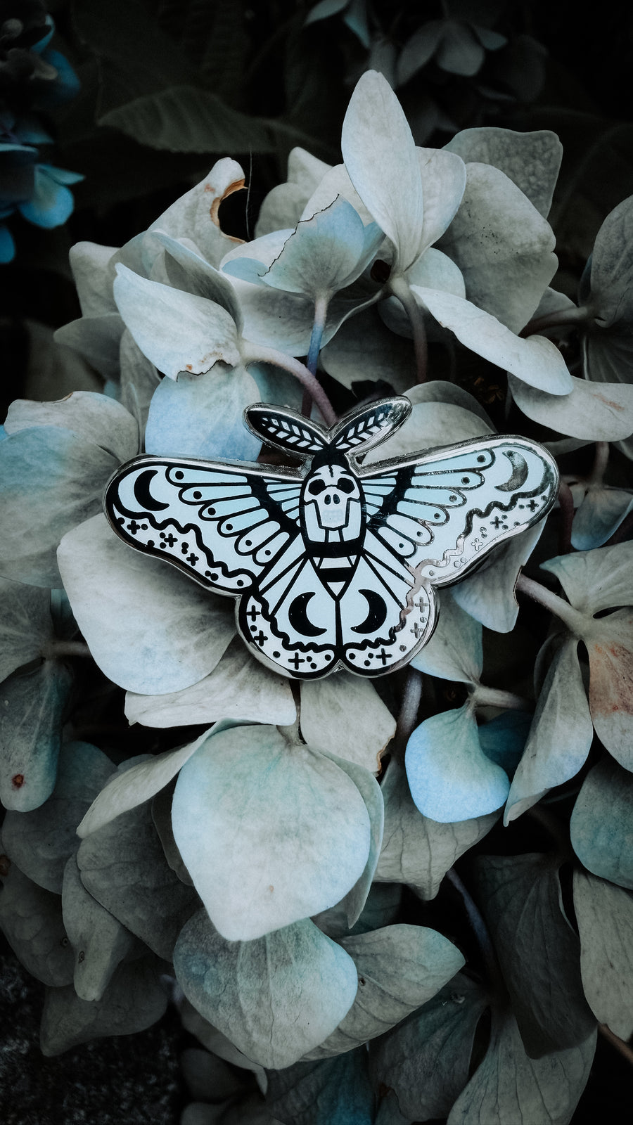 Dreamy Moon Moth Hard Enamel Pin