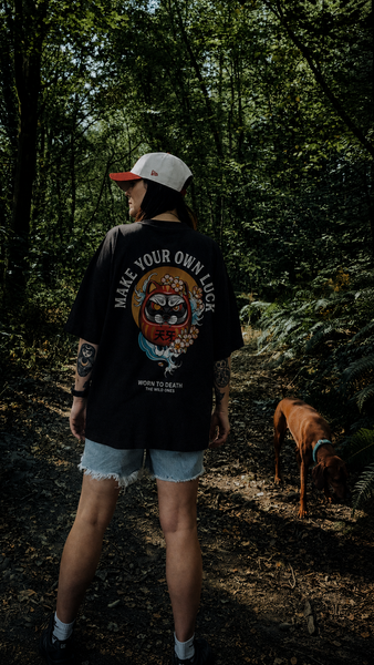 Make Your Own Luck Daruma Doll Organic Oversized T-Shirt – Black
