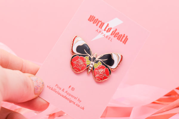 Butterflies & Roses Hard Enamel Pin