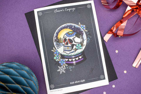 Season's Creepings - Dead Silent Night Handmade Christmas Card