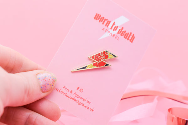 LOVE-STRUCK Lightning Bolt Hard Enamel Pin