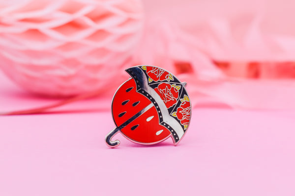 NO RAIN, NO FLOWERS Umbrella Tattoo Hard Enamel Pin
