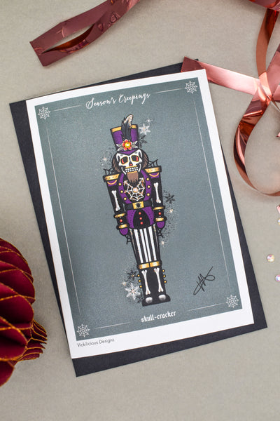 Season's Creepings - Skull-Cracker Handmade Christmas Card