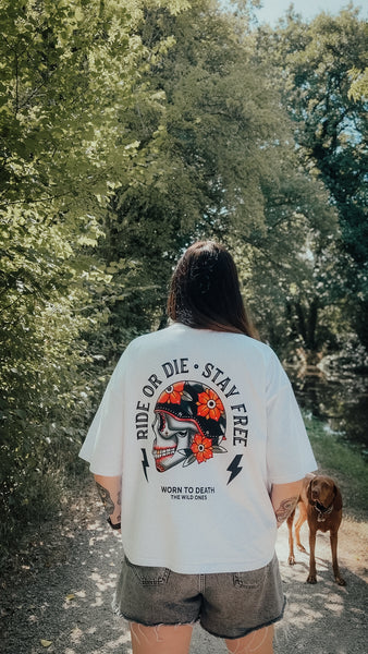 Ride or Die Biker Skull Organic T-Shirt | Worn to Death Apparel