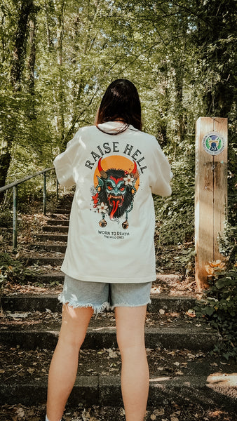 Raise Hell Krampus Organic Oversized T-Shirt – Cream