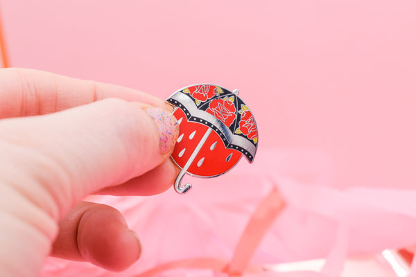 NO RAIN, NO FLOWERS Umbrella Tattoo Hard Enamel Pin