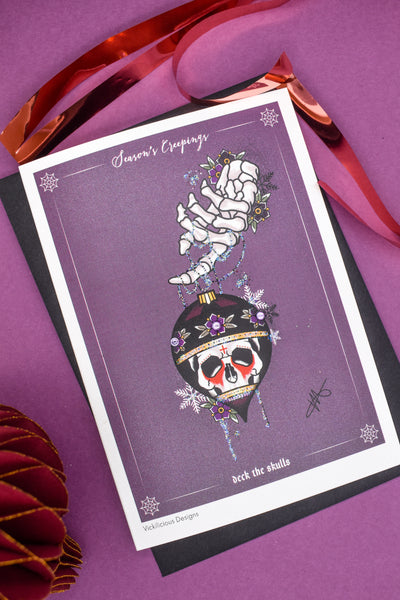 Seasons Creepings | Deck The Skulls Handmade Christmas Card