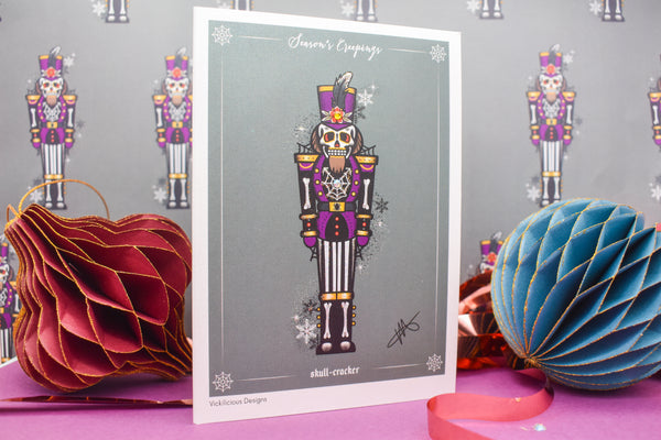 Season's Creepings - Skull-Cracker Handmade Christmas Card