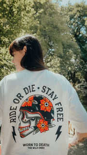Ride or Die Biker Skull Organic T-Shirt | Worn to Death Apparel