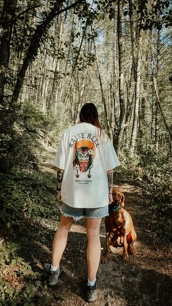 Raise Hell Krampus Organic Oversized T-Shirt – Cream