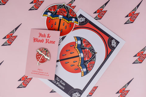 No Rain. No Flowers | Umbrella Tattoo | Ink & Blood Rose Collectors Set