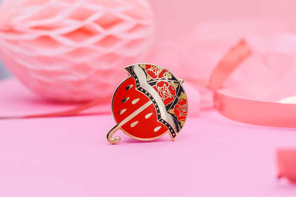NO RAIN, NO FLOWERS Umbrella Tattoo Hard Enamel Pin