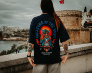 Creature of the Night – Owl Tattoo Oversized T-Shirt | French Navy