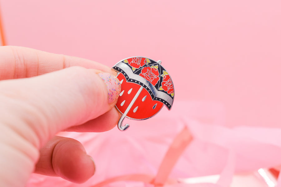 IN OMNIA PARATUS umbrella tattoo hard enamel pin