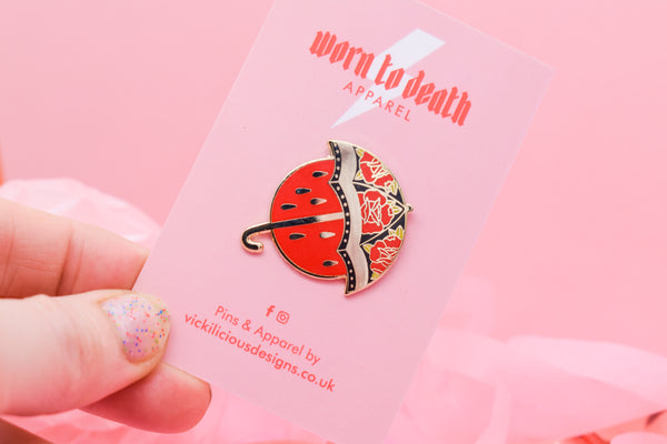 NO RAIN, NO FLOWERS Umbrella Tattoo Hard Enamel Pin