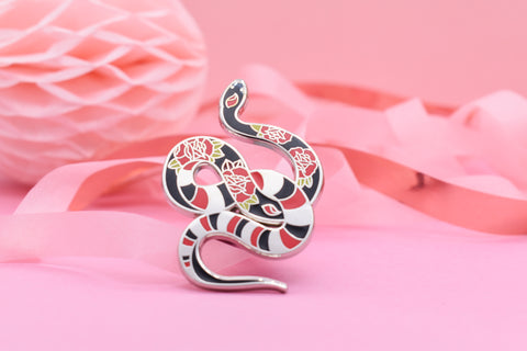 Ink & Blood Rose Snake Hard Enamel Pin