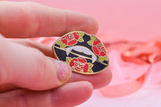 Bite Me Vampire Lips Hard Enamel Pin — Tattoo Style | Ink & Blood Rose Collection