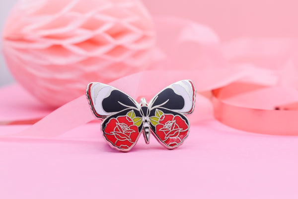 Butterflies & Roses Hard Enamel Pin
