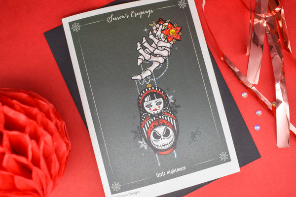 Seasons Creepings | Little Nightmarr Handmade Christmas Card