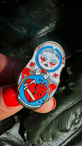 Sorta Love Sick –| Bloody Cute & Creepy Nurse Doll Hard Enamel Pin