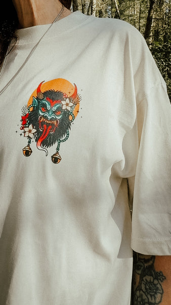 Raise Hell Krampus Organic Oversized T-Shirt – Cream