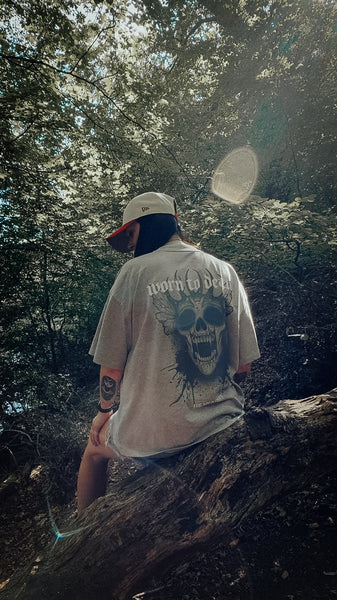 Butterfly Skull Organic Oversized T-Shirt – Grey