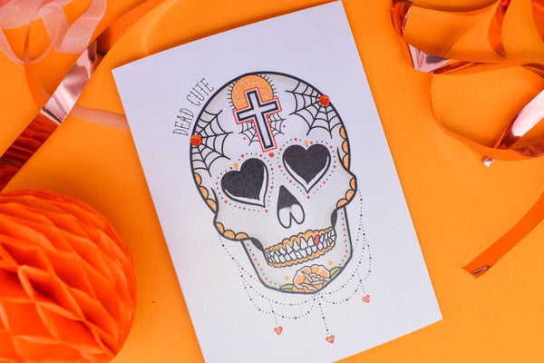 Sun Rise Cross Dead Cute Sugar Skull Handmade Card
