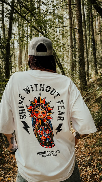 Shine Without Fear Organic Oversized T-Shirt – White