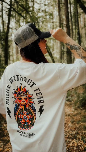 Shine Without Fear Organic Oversized T-Shirt – White