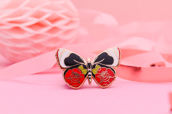 Butterflies & Roses Hard Enamel Pin
