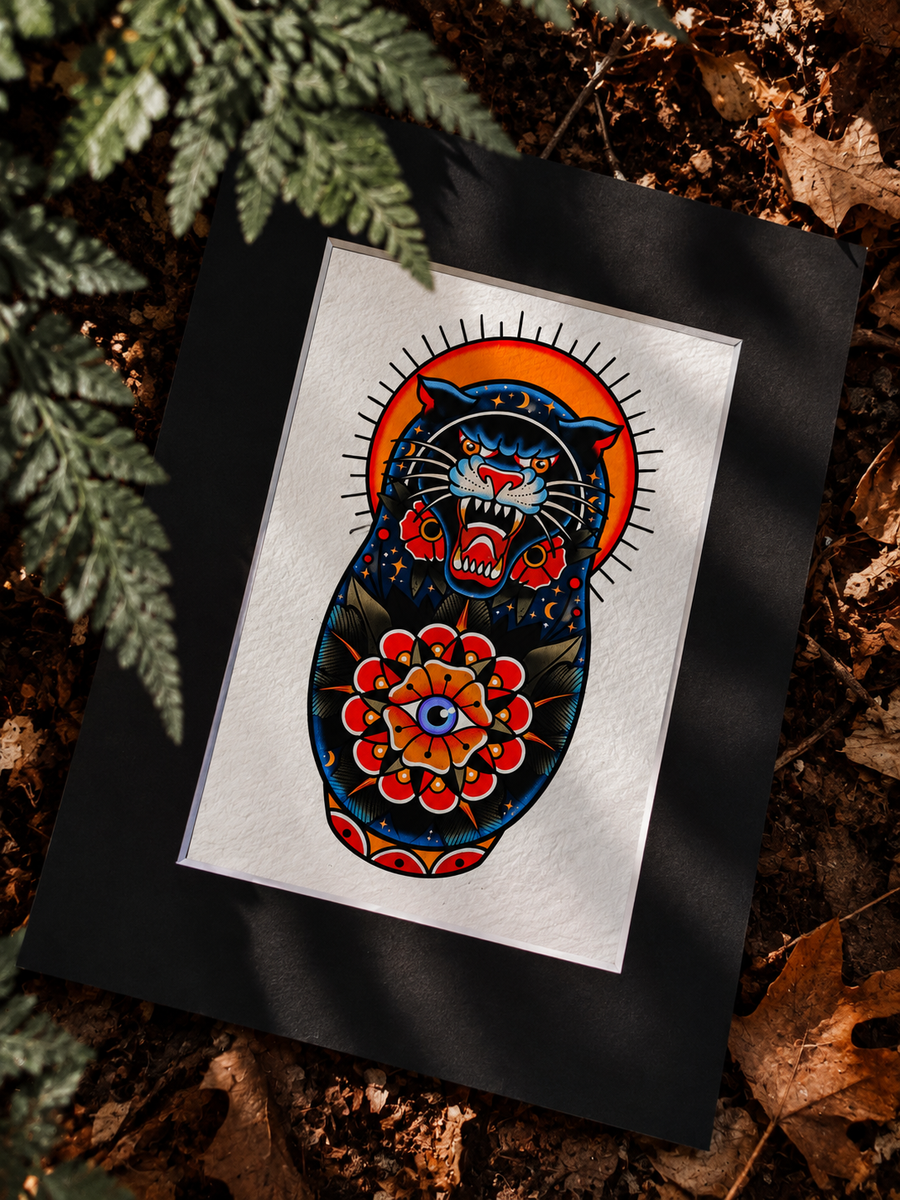 Born Untamed Panther Tattoo Art Print