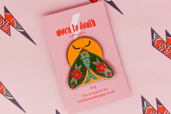 Follow the Light Moth Hard Enamel Pin - Rose Gold