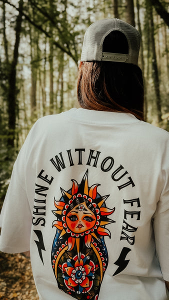 Shine Without Fear Organic Oversized T-Shirt – White