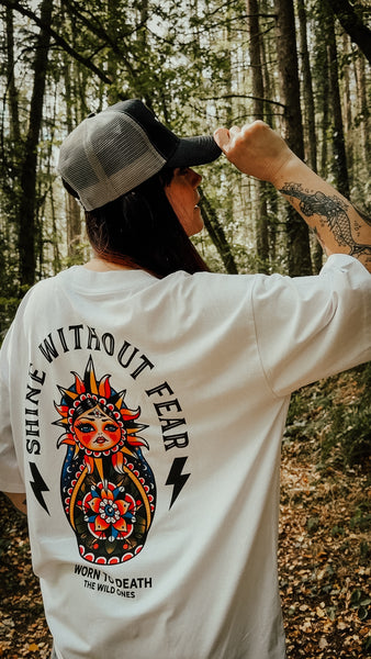 Shine Without Fear Organic Oversized T-Shirt – White