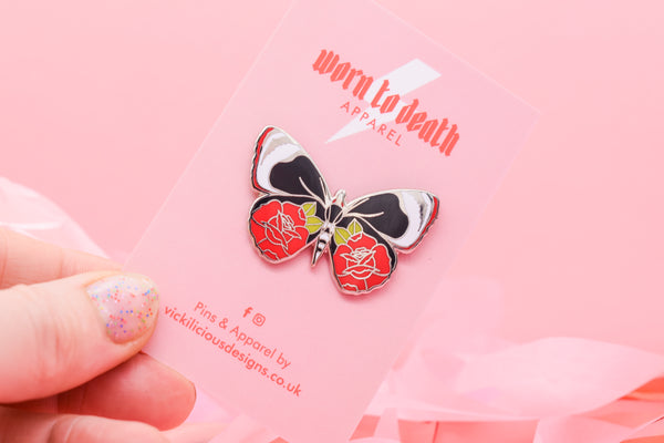 Butterflies & Roses Hard Enamel Pin