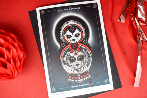 Morana Snow Moon Season's Creepings Christmas Card