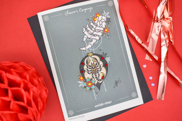 Starlit Stinger Handmade Christmas Card