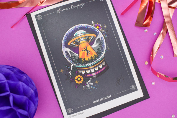 Season's Creepings - Weird Christmas Handmade Christmas Card