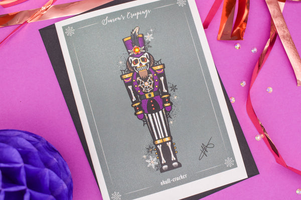 Season's Creepings | Skull-Cracker Handmade Christmas Card